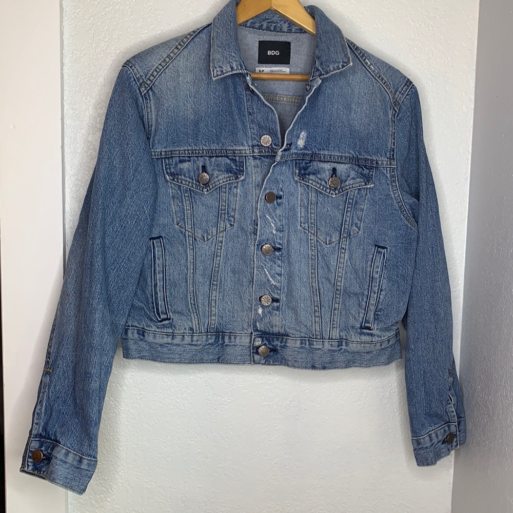 BDG Urban Outfitters Distressed Denim Jean Jacket Small Y2K Streetwear grunge